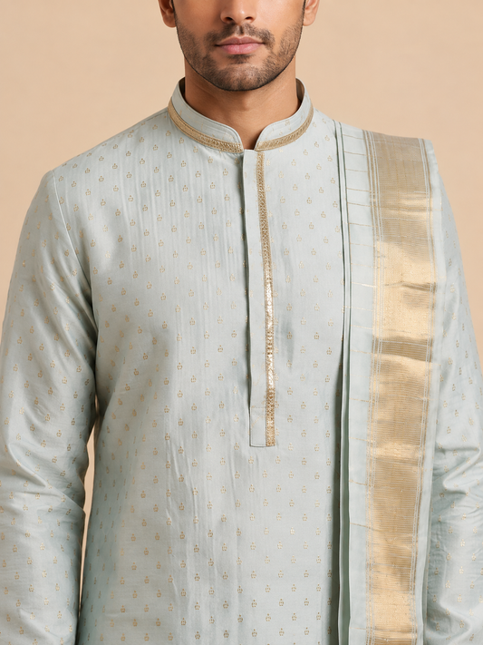 Aqua Green Kurta with Dhoti Set