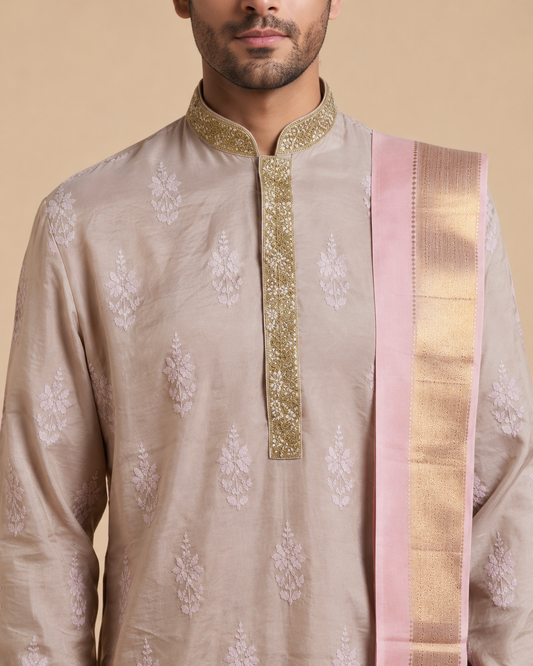 Light Lavender Kurta with Dhoti Set