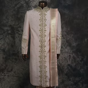 Light Pink Sherwani with Dhoti Set