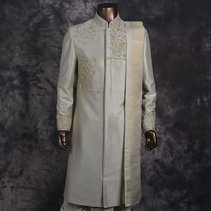 Ivory Sherwani with Dhoti Set