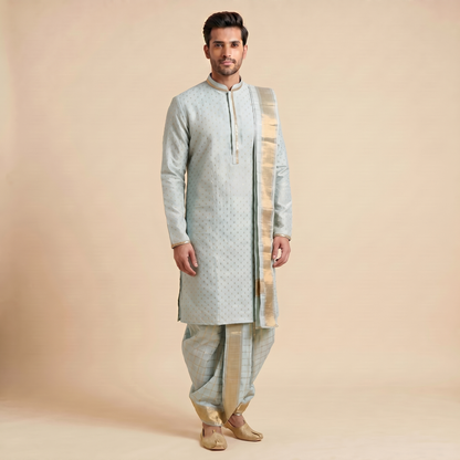 Aqua Green Kurta with Dhoti Set