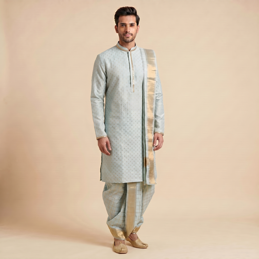 Aqua Green Kurta with Dhoti Set