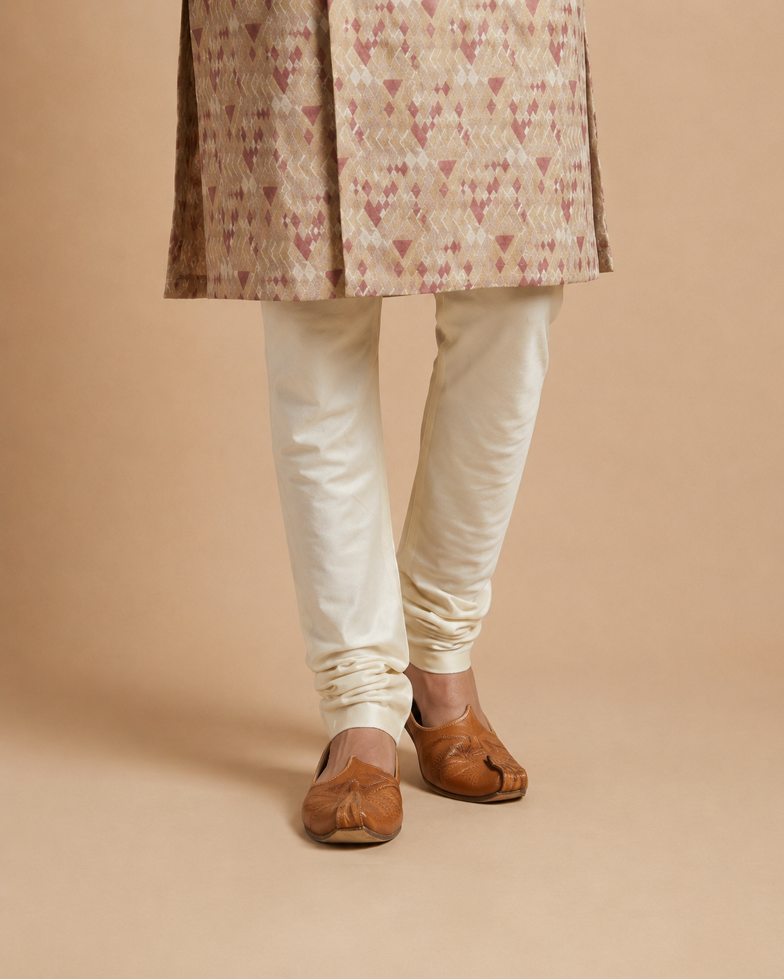Beige-Red Kurta