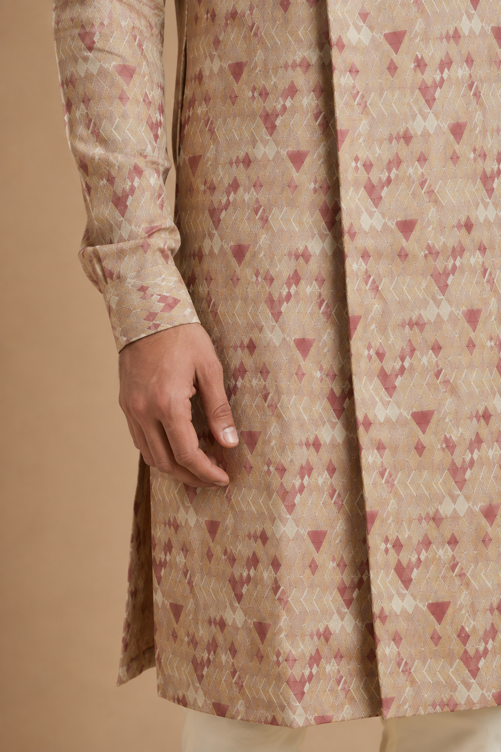 Beige-Red Kurta