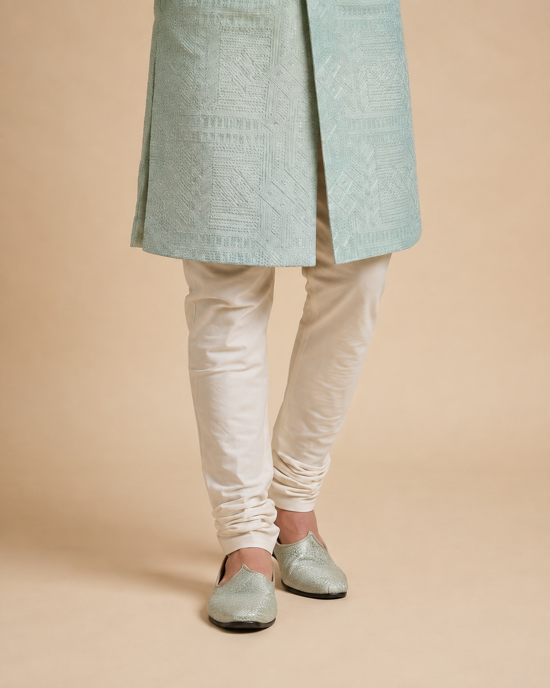 Aqua Blue Ombre Indowestern