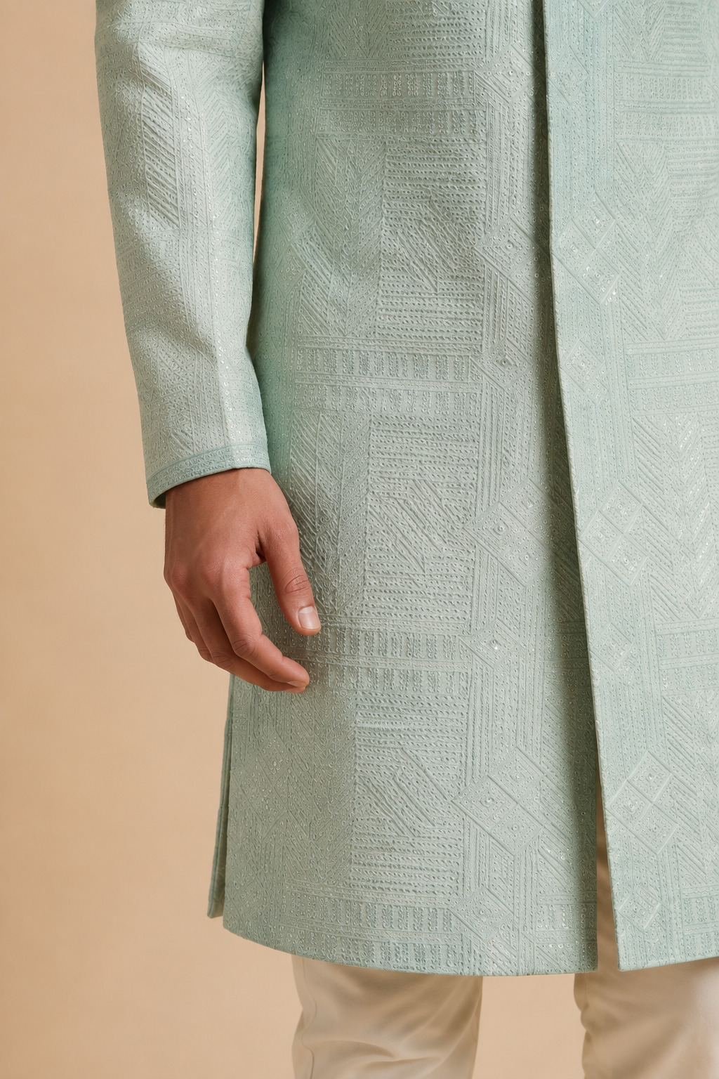 Aqua Blue Ombre Indowestern