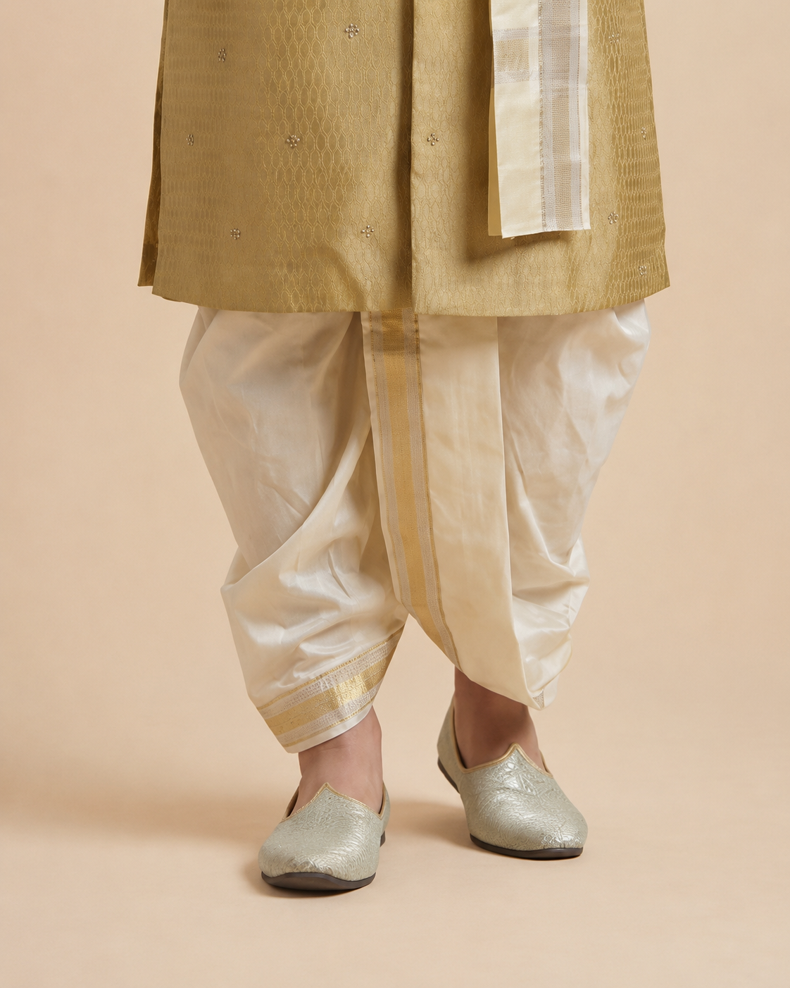 Dark Yellow Sherwani with Dhoti Set