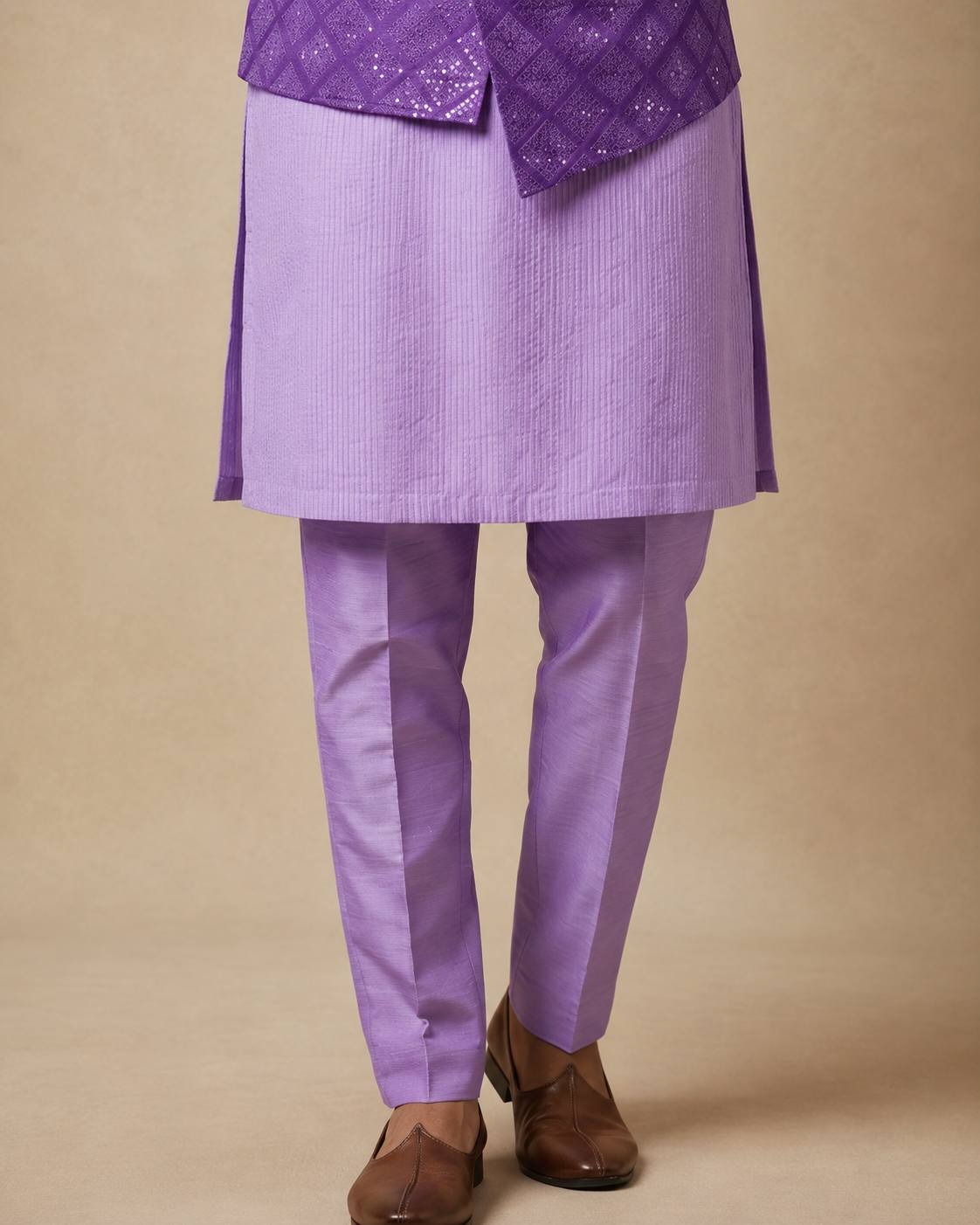 Deep Purple Jacket Kurta Set