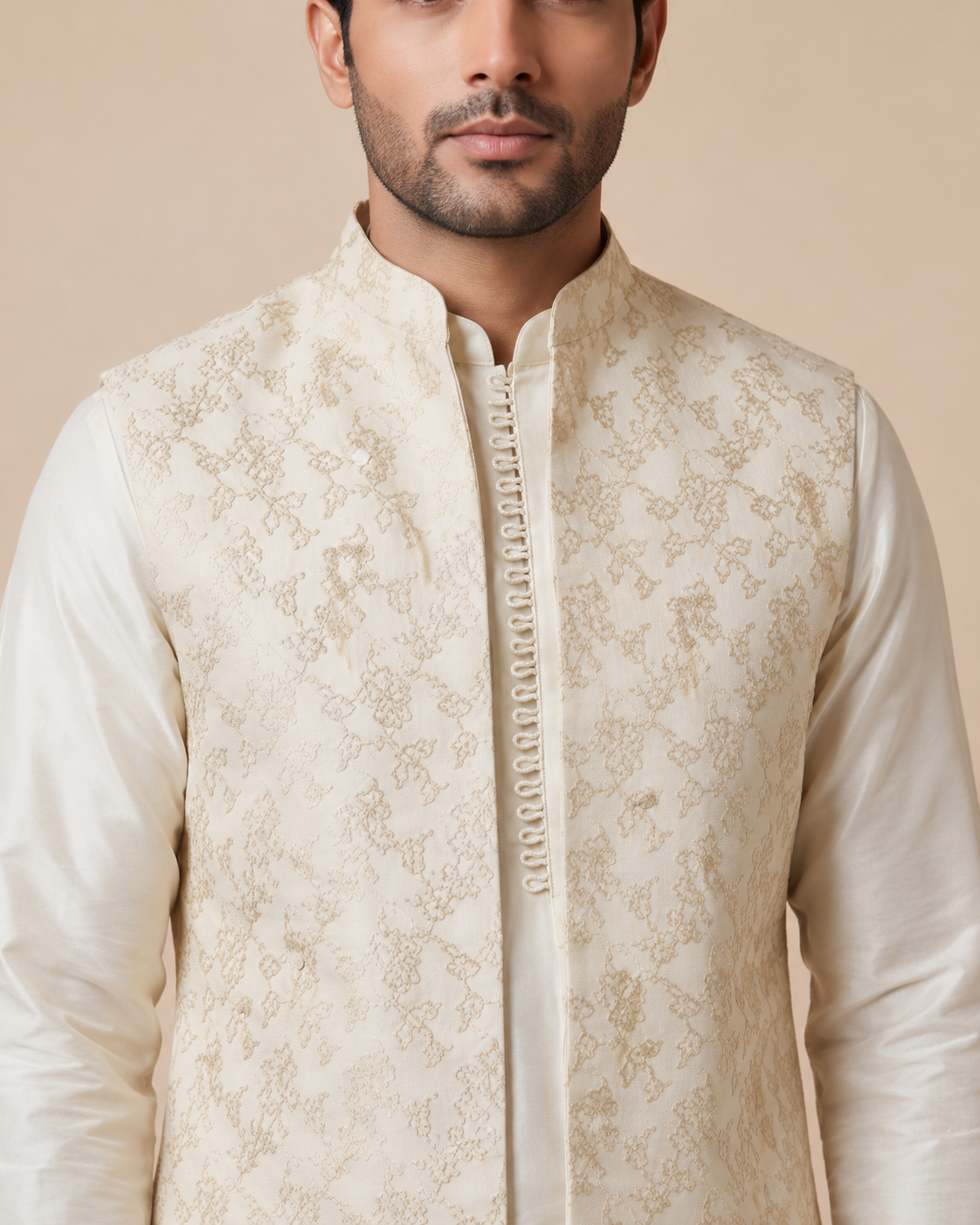 Gold Long Jacket Kurta Set