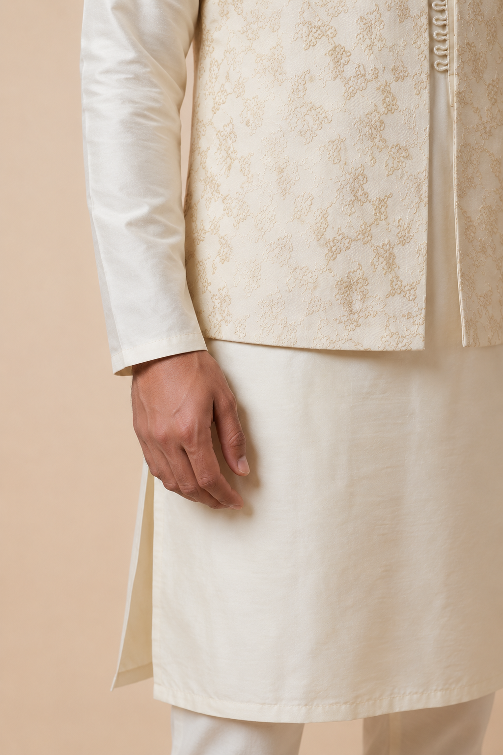 Gold Long Jacket Kurta Set