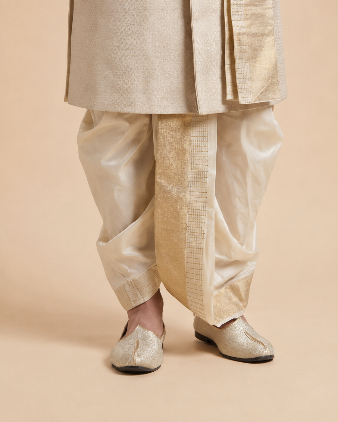 Ivory Sherwani with Dhoti Set
