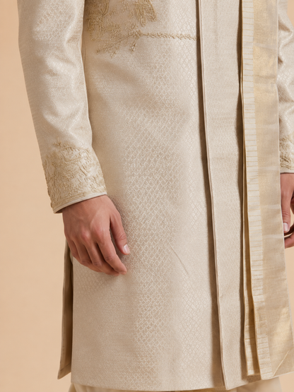 Ivory Sherwani with Dhoti Set