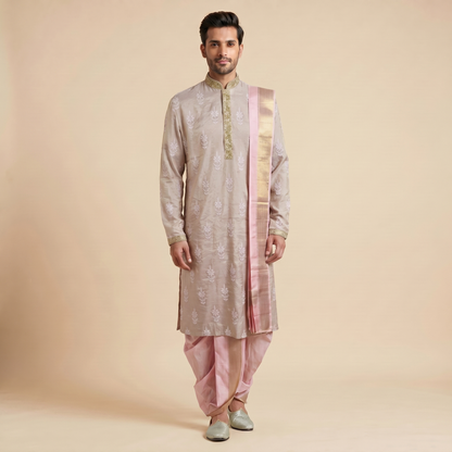 Light Lavender Kurta with Dhoti Set