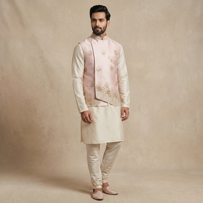 Light Pink Jacket Kurta Set