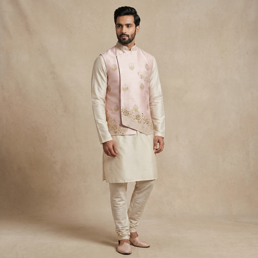 Light Pink Jacket Kurta Set