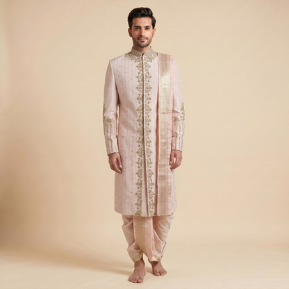 Light Pink Sherwani with Dhoti Set