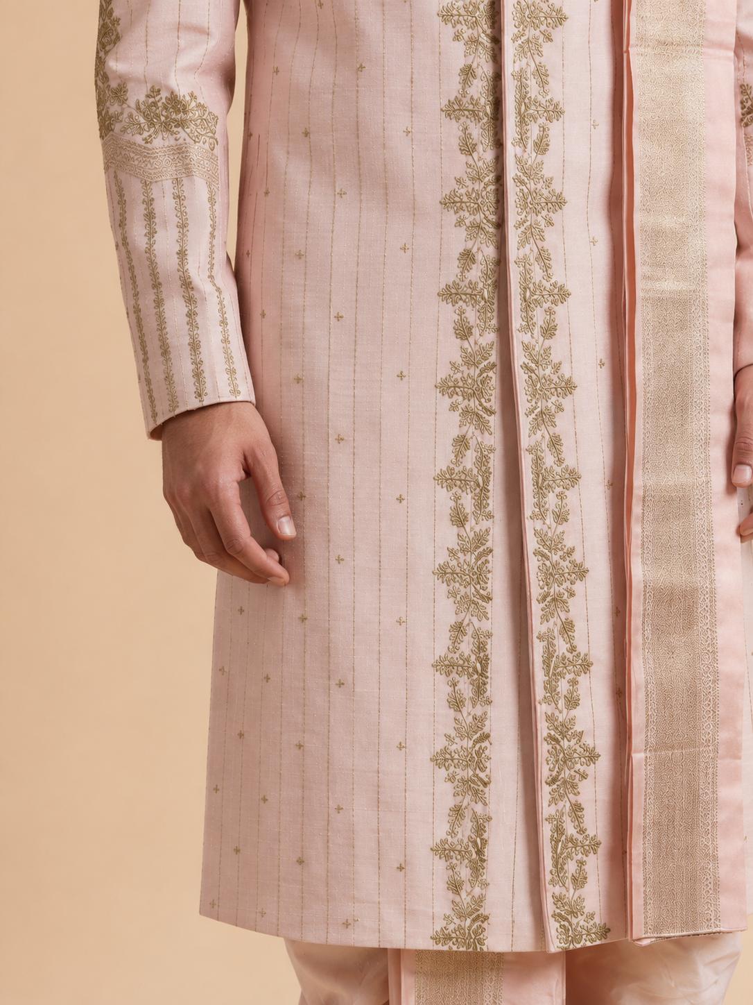 Light Pink Sherwani with Dhoti Set