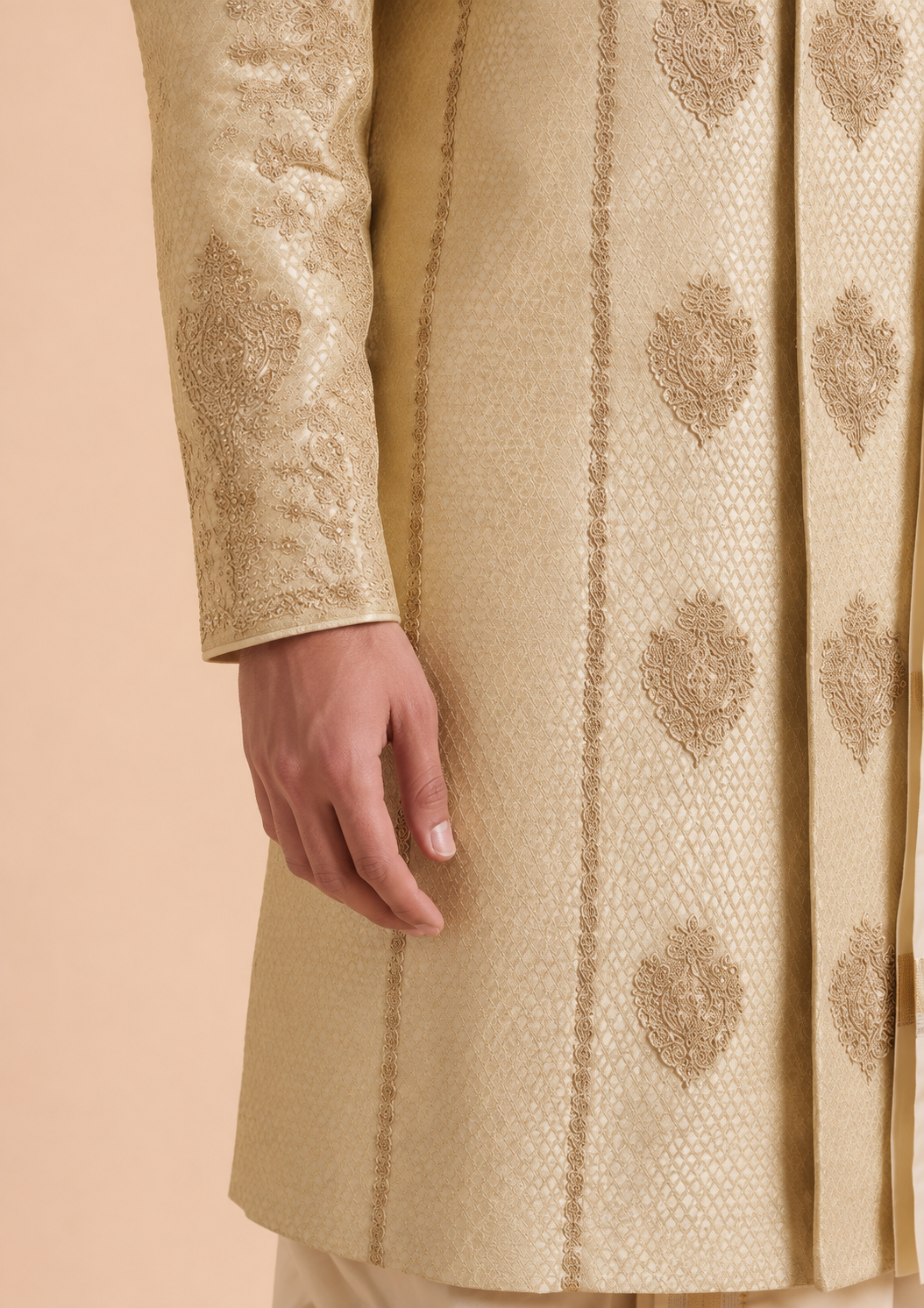Light Yellow Sherwani with Dhoti Set