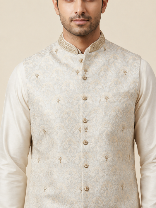 Pastel Multicolour Long Jacket Kurta Set