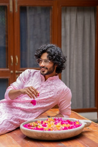 Light Lavender Ombre Indowestern