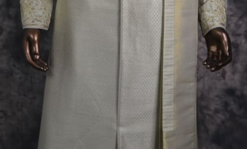 Ivory Sherwani with Dhoti Set